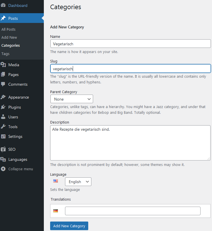 Wordpress Kategorien anlegen