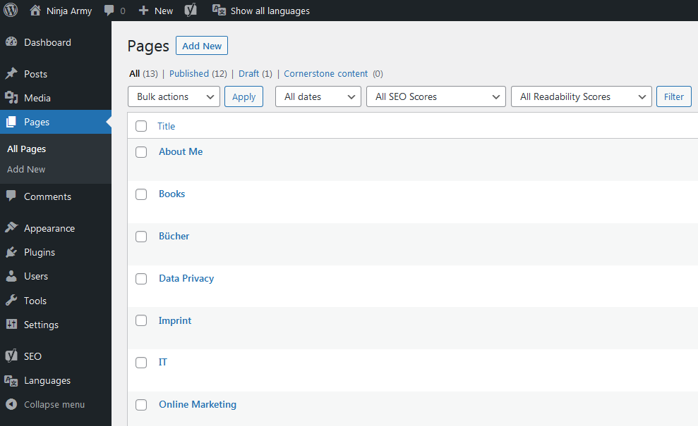 Wordpress Seite erstellen